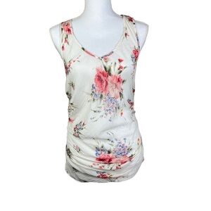Karen Kane Floral and Rhinestone Embossed gathered sides Silk Blend Sleeveless M